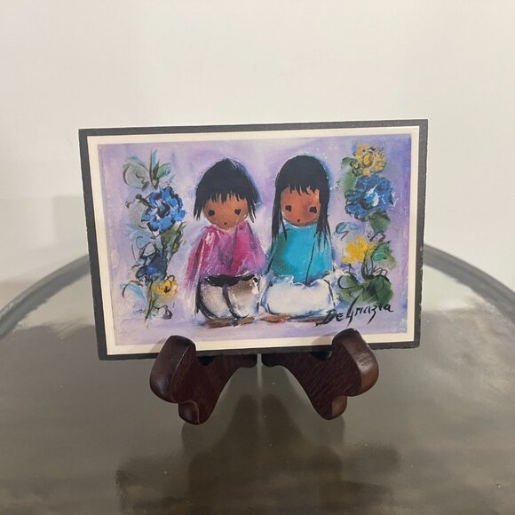 Ted De Grazia Art Work on Wooden Plaques, Set of 2 - Picture 4 of 9